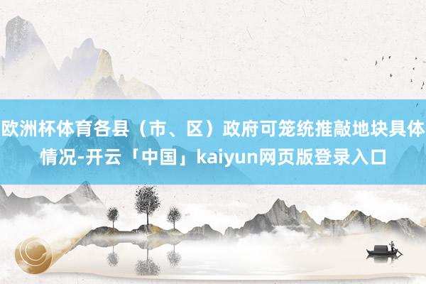 欧洲杯体育各县（市、区）政府可笼统推敲地块具体情况-开云「中国」kaiyun网页版登录入口