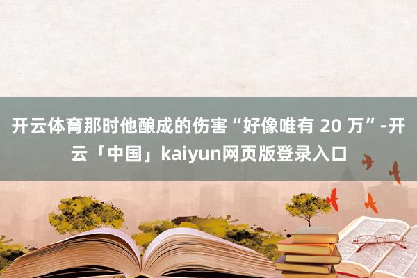 开云体育那时他酿成的伤害“好像唯有 20 万”-开云「中国」kaiyun网页版登录入口