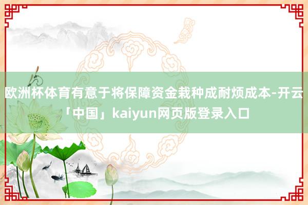 欧洲杯体育有意于将保障资金栽种成耐烦成本-开云「中国」kaiyun网页版登录入口
