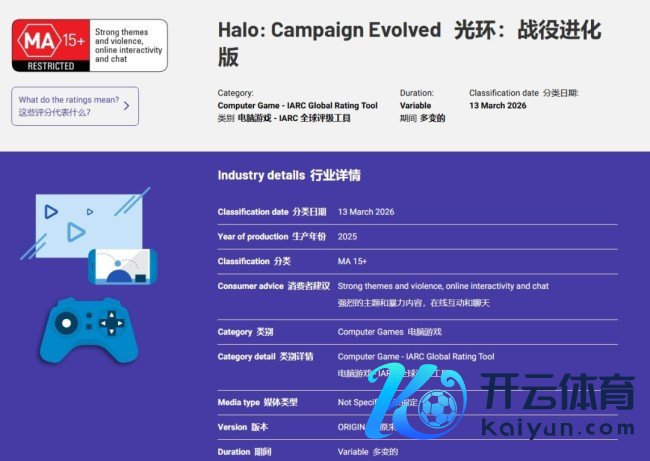《光环:构兵进化》评级出炉 更成东谈主化冲突系列步骤