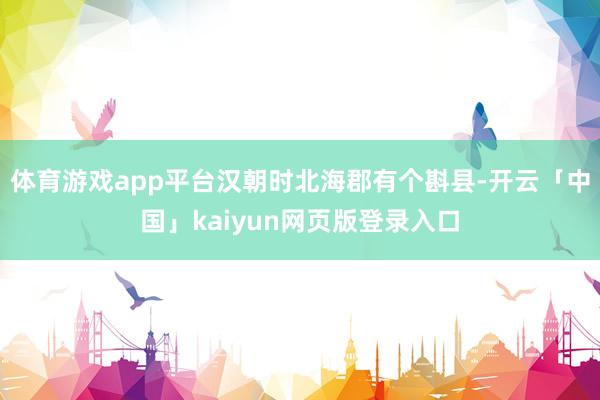 体育游戏app平台汉朝时北海郡有个斟县-开云「中国」kaiyun网页版登录入口